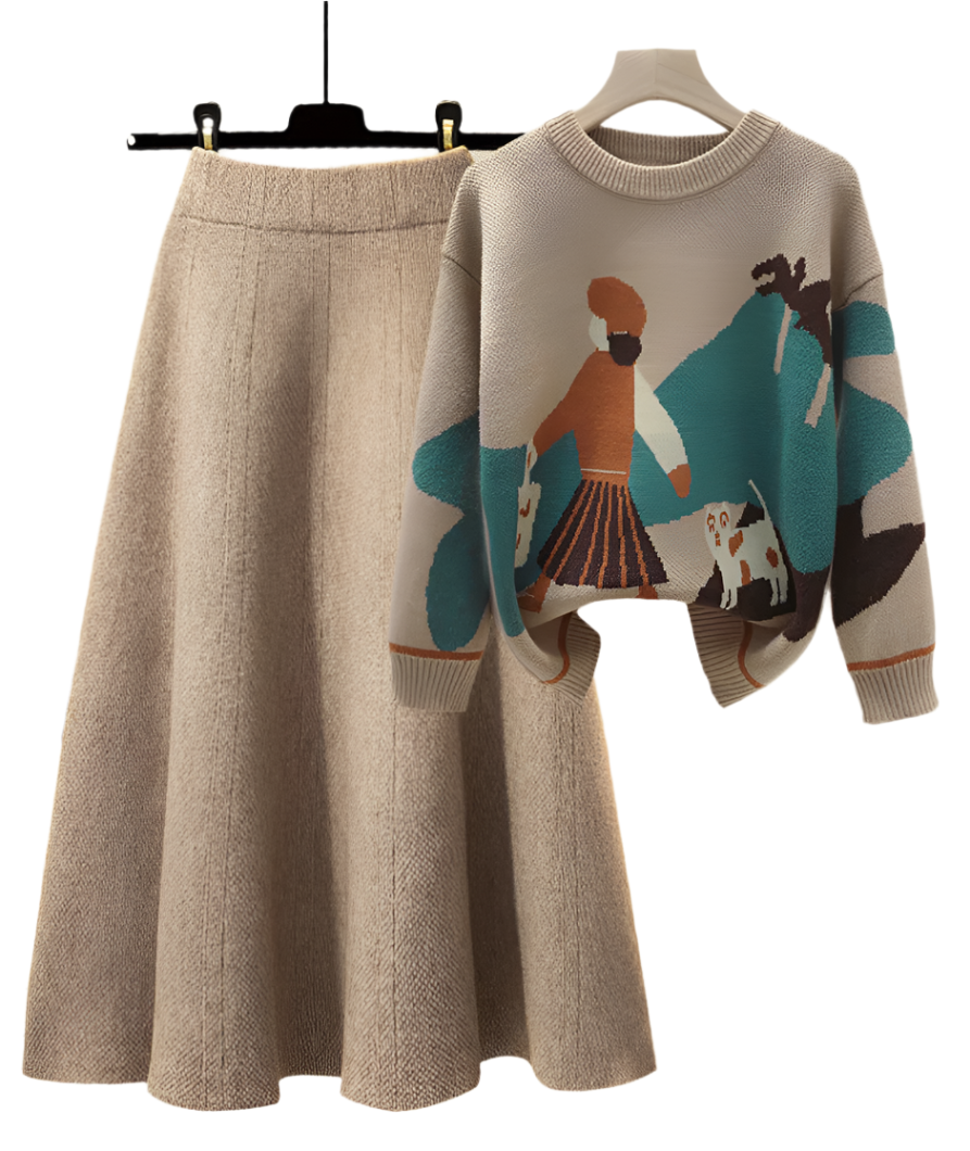 Haily | Stick Pullover & Skirt Set