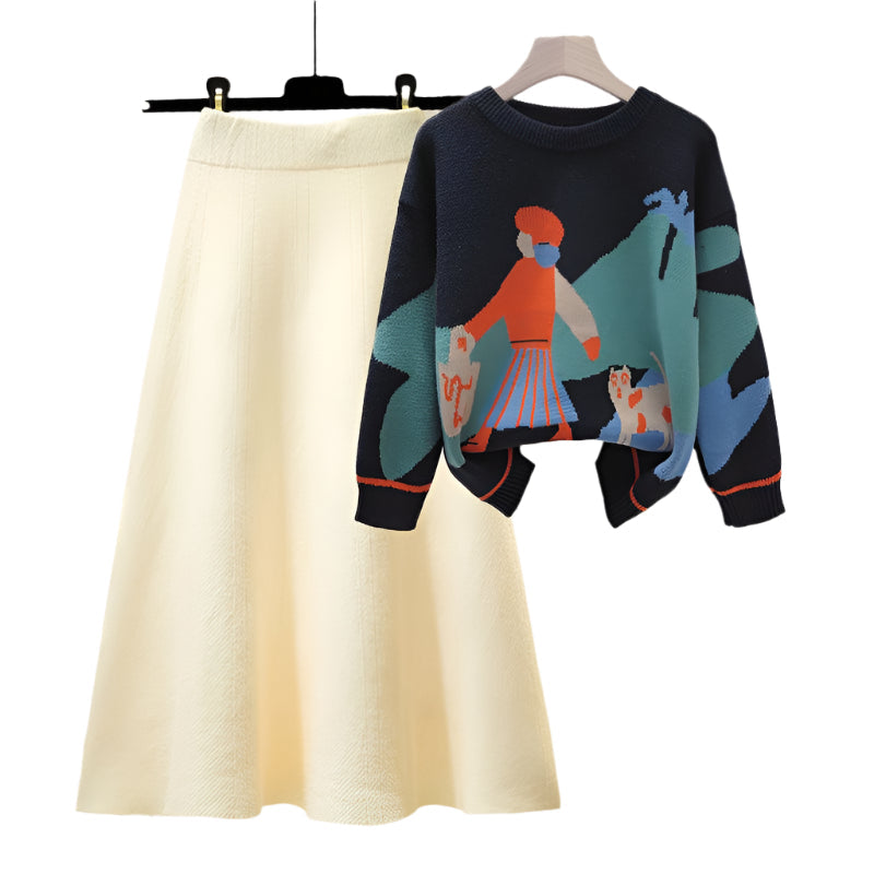 Haily | Stick Pullover & Skirt Set