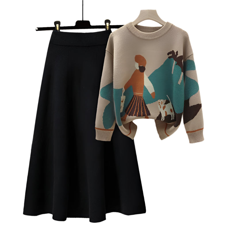 Haily | Stick Pullover & Skirt Set