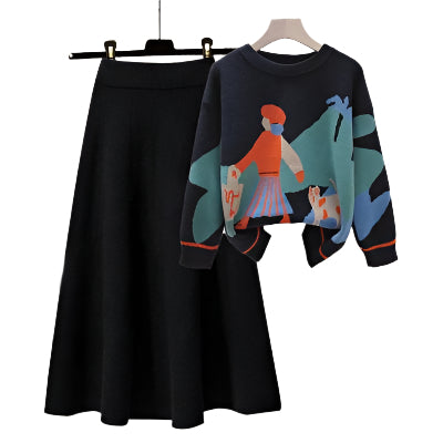 Haily | Stick Pullover & Skirt Set