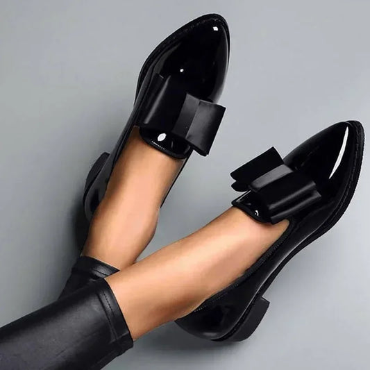 Isla | Patent Leather Bow Loafers