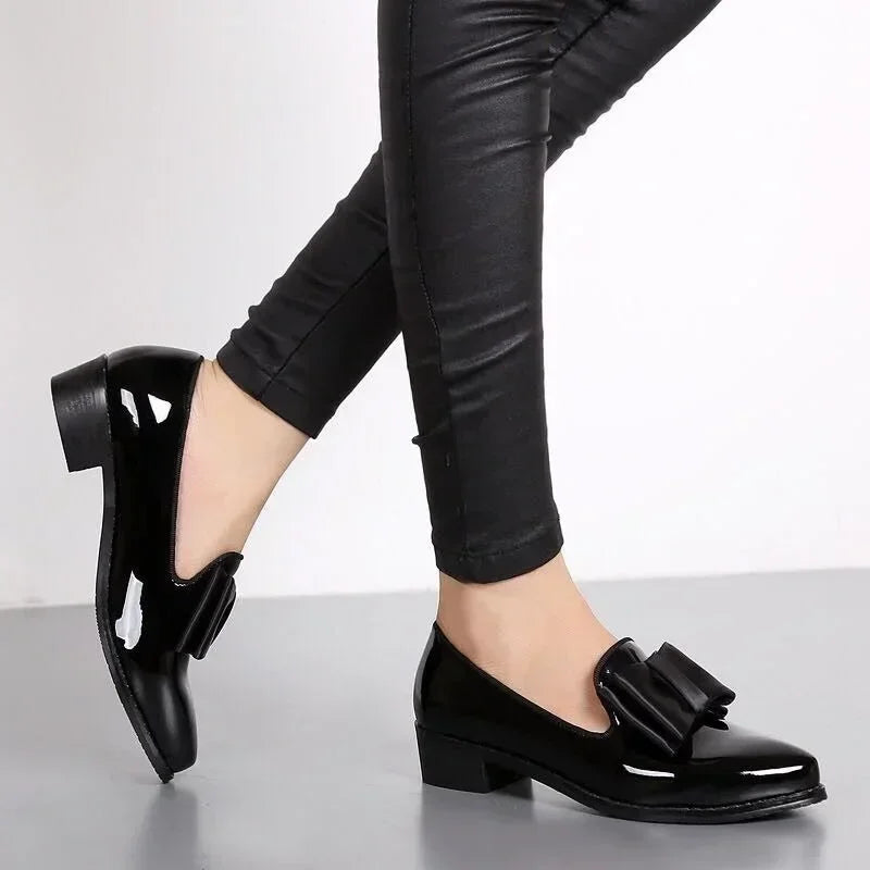 Isla | Patent Leather Bow Loafers