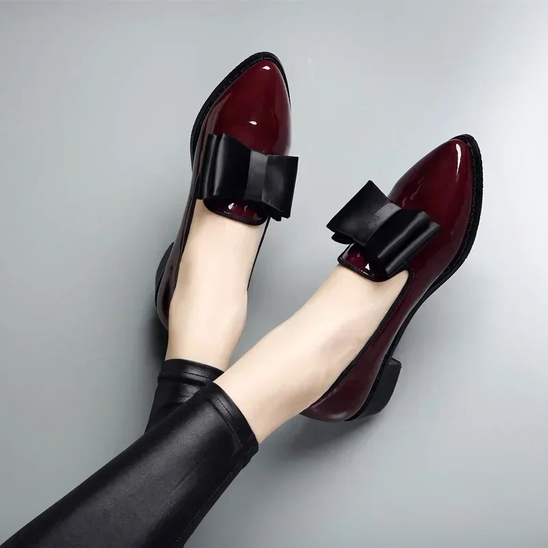 Isla | Patent Leather Bow Loafers