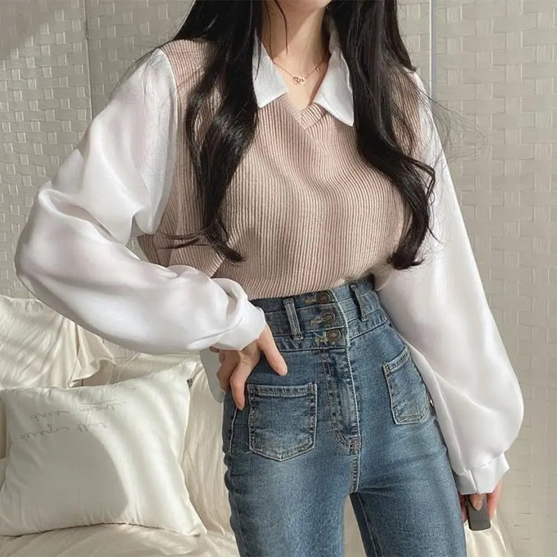 Korea | Two-Piece Knitted Set with Blouse