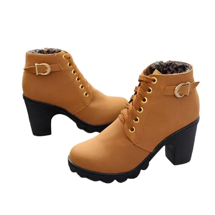 Mia | Platform Lace-Up Ankle Boots with Heel