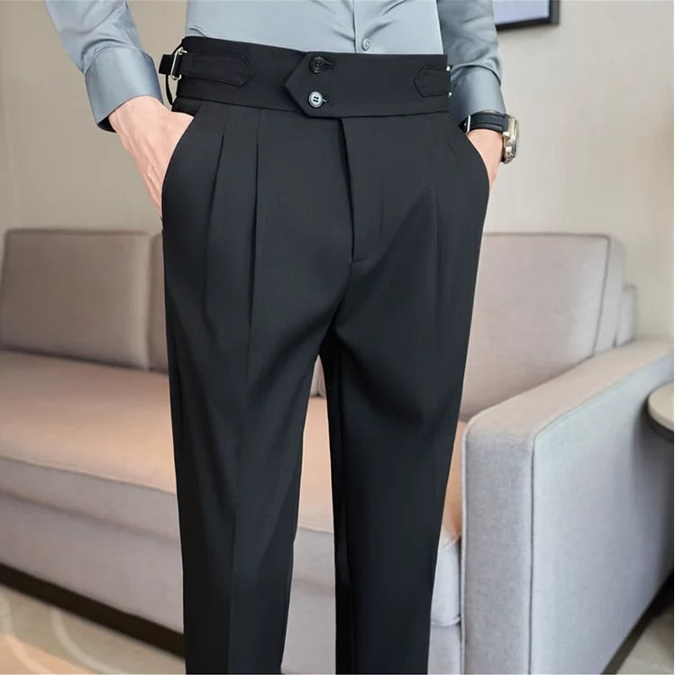 High-Waist Belt Slim Fit Pants