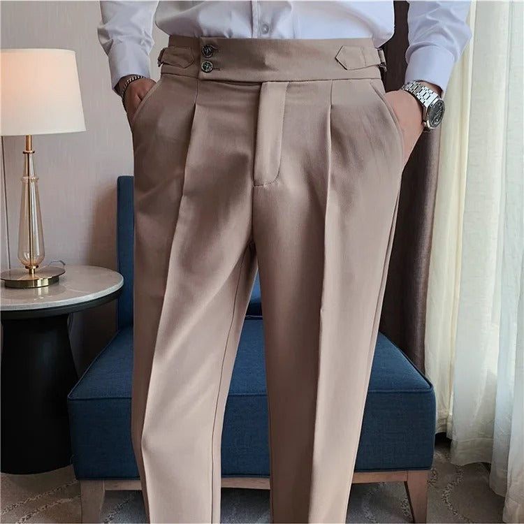 High-Waist Belt Slim Fit Pants