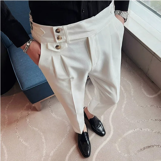 High-Waist Slim Fit Dress Pants