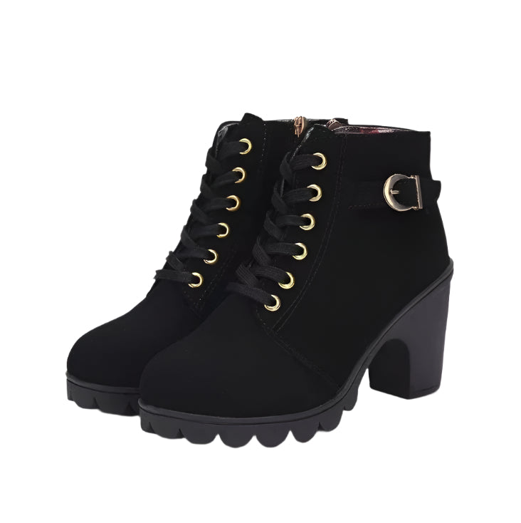 Mia | Platform Lace-Up Ankle Boots with Heel