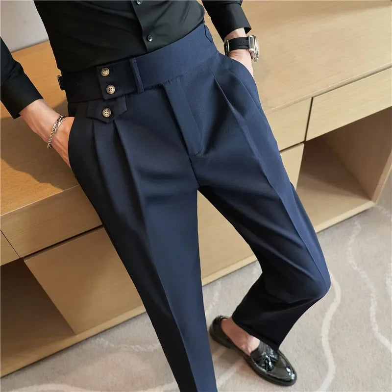 High-Waist Slim Fit Dress Pants