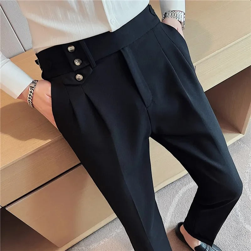 High-Waist Slim Fit Dress Pants