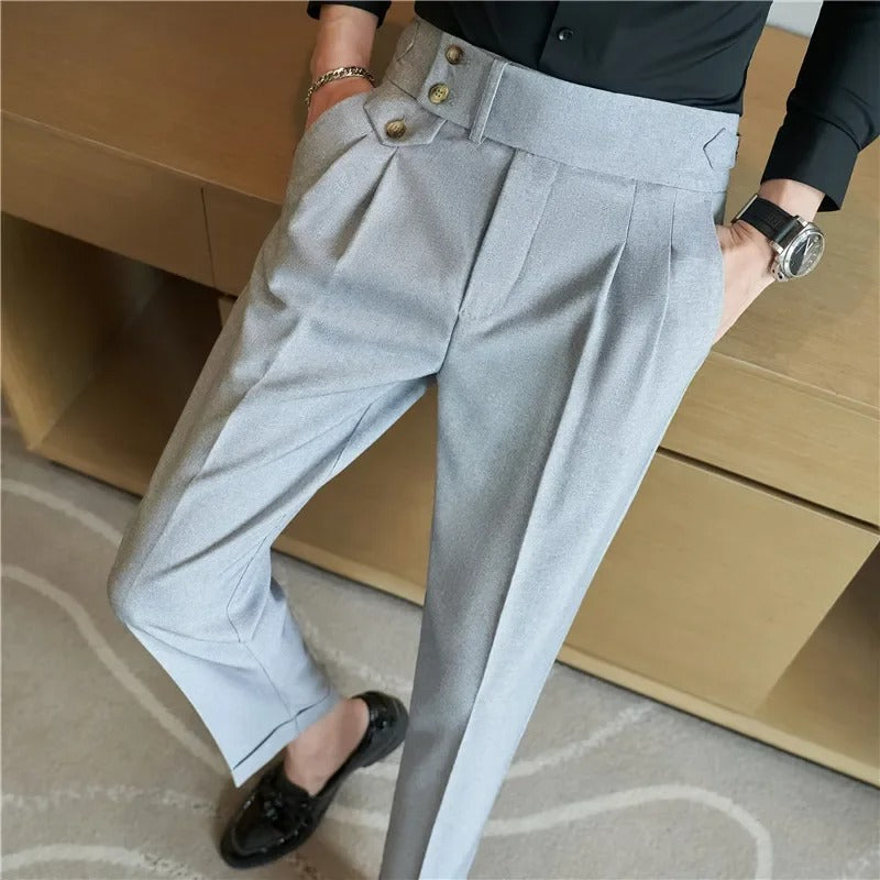 High-Waist Slim Fit Dress Pants