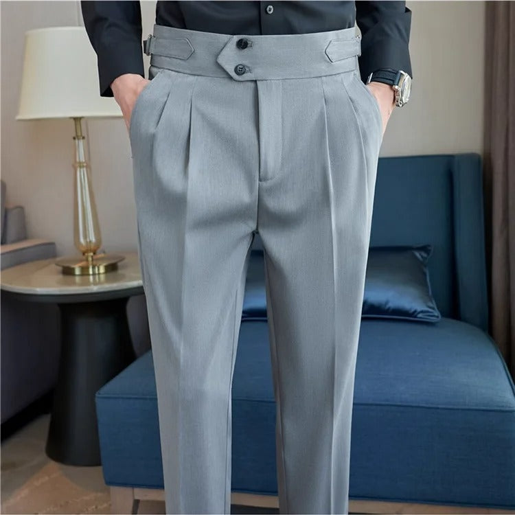 High-Waist Belt Slim Fit Pants