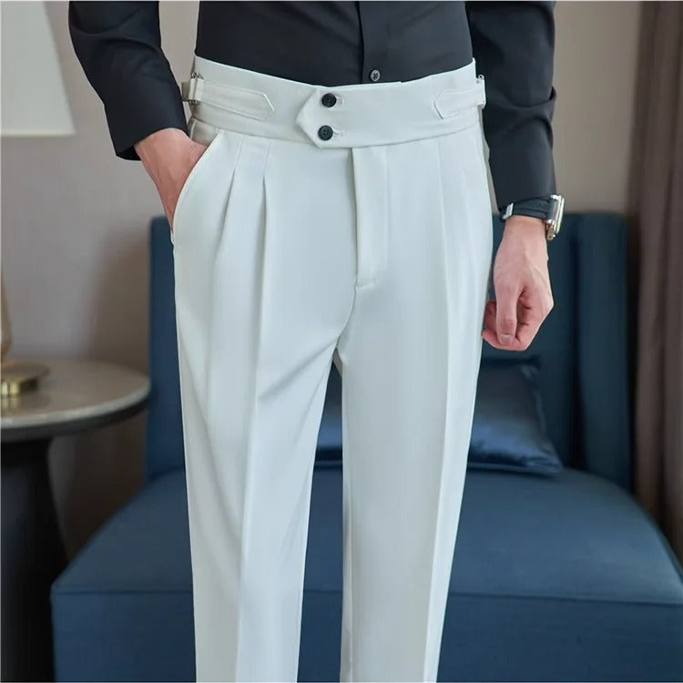 High-Waist Belt Slim Fit Pants