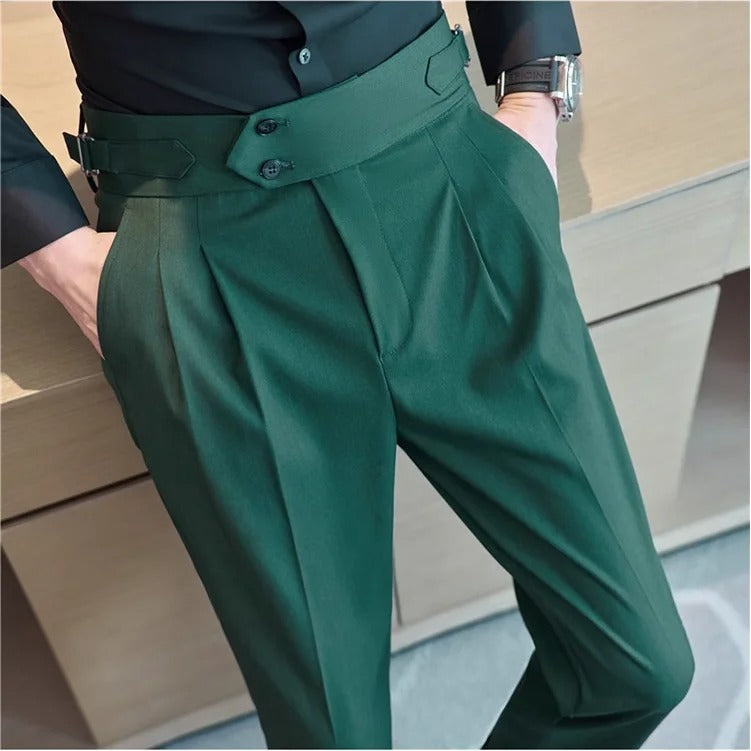 High-Waist Belt Slim Fit Pants